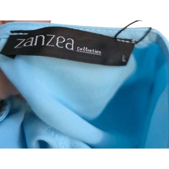 Zanzea Top And  Pants Set Womans Large Baby Blue Ultra Wide Leg Stretch NWT - Picture 9 of 13